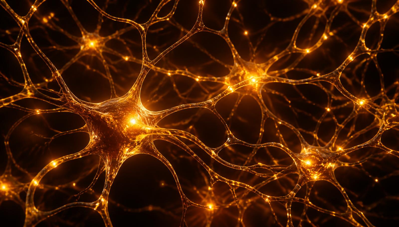 Abstract visualization of neurons forming new connections